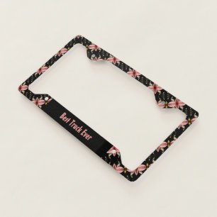 Girly Floral Design Pattern License Plate Frame