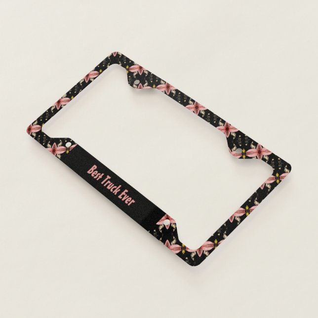 Girly Floral Design Pattern License Plate Frame (3/4)