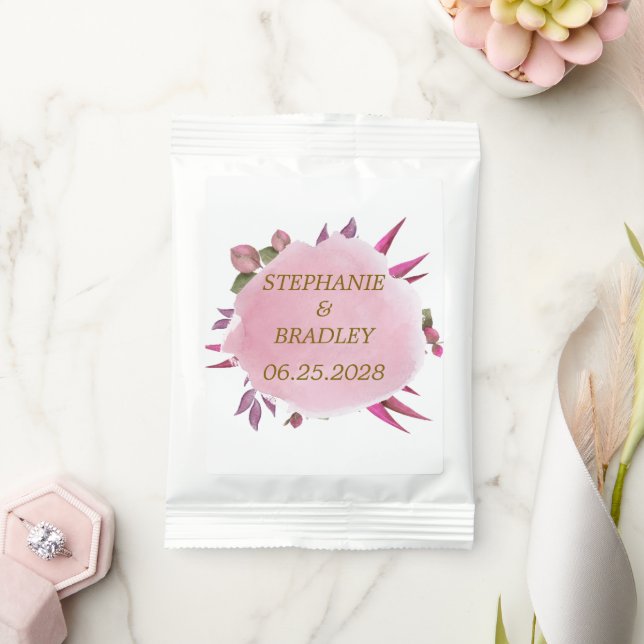 Girly Floral Elegant Modern Pink Wedding Margarita Drink Mix (Wedding)