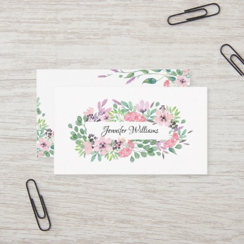 Girly Floral  Frame Makeup Artist Beauty Salon Business Card