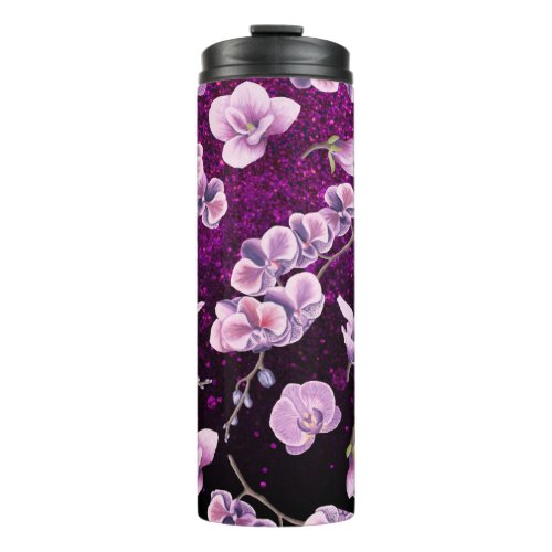  Girly Floral Glitter Confetti Thermal Tumbler
