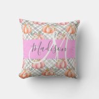Girly Floral Gray Pink Peach Pumpkin Monogram Name
