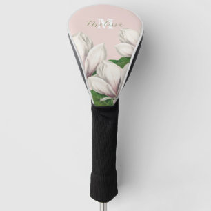 Girly Floral Magnolia Pink Monogram Name Golf Head Cover