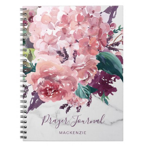 Girly Floral Marble Prayer Journal