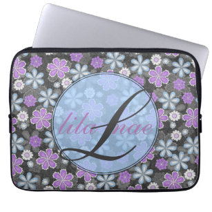 Girly Floral Monogramed 13" Mac Book/PC  Laptop Sleeve