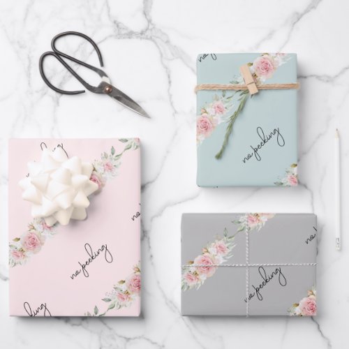 Girly Floral No Peeking Festive  Wrapping Paper Sheets