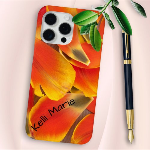 Girly Floral Orange Tulip Flower Petals Photo iPhone 15 Pro Max Case