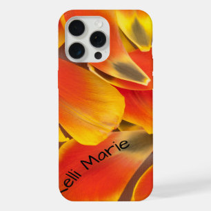 Girly Floral Orange Tulip Flower Petals Photo iPhone 15 Pro Max Case