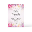 Girly Floral Pastel Watercolor Chic 100th Birthday