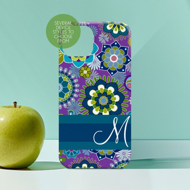 Girly Floral Pattern with monogram Case-Mate iPhone Case (Personalized Phone Case with Custom Monogram)