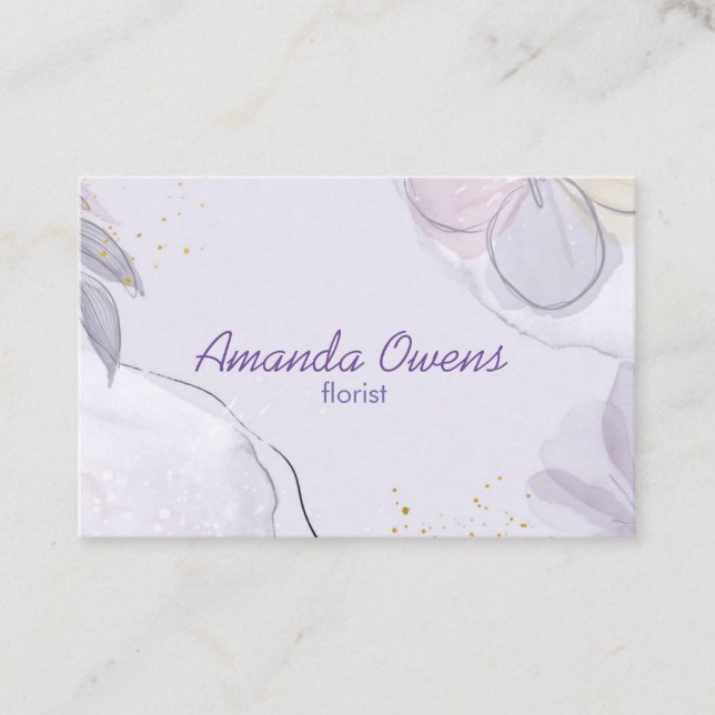Girly Floral Purple Business Card (Front)