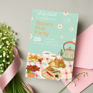 Girly Floral Ramadan Iftar Dinner Invitation