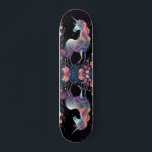 Girly Floral Unicorn Rainbow Colors Skateboard<br><div class="desc">Girly Floral Unicorn Rainbow Colors skateboard.</div>