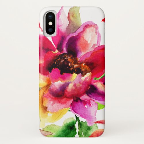 Girly Floral Vintage Pink Tropical iPhone XS Case