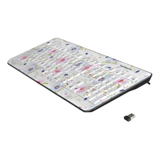 Girly floral wireless keyboard (Angled)