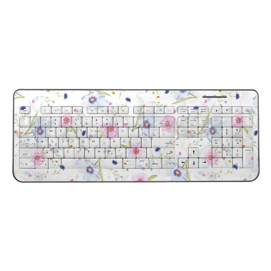 Girly floral wireless keyboard (Front)
