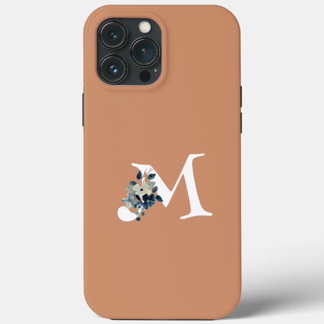 Girly floral with big initial pink elegant modern Case-Mate iPhone case (Back)