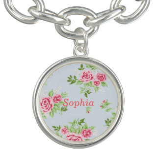 Girly flower name bracelet