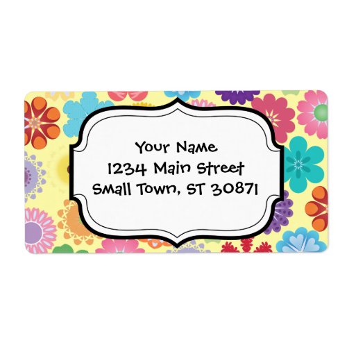 Girly Flower Power Colorful Floral Pattern Gifts Label