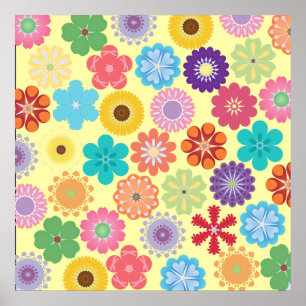 Girly Flower Power Colorful Floral Pattern Gifts Poster