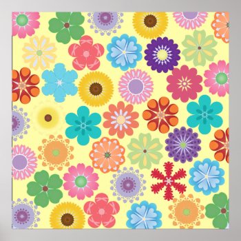 Girly Flower Power Colorful Floral Pattern Gifts Poster by PrettyPatternsGifts at Zazzle