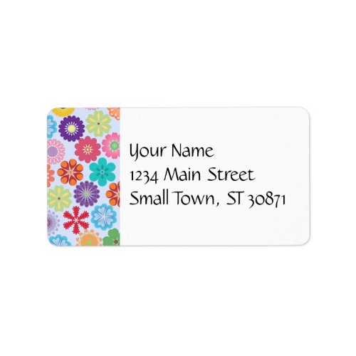 Girly Flower Power Colorful Floral Pattern Label