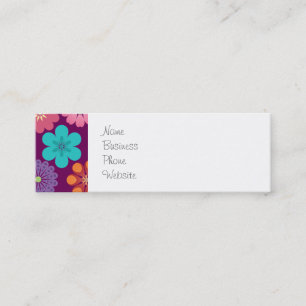 Girly Flower Power Colorful Floral Purple Pattern Mini Business Card