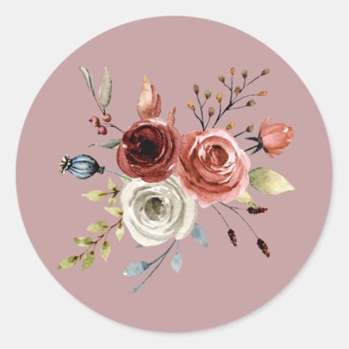Girly Flowery Lilac Classic Round Sticker