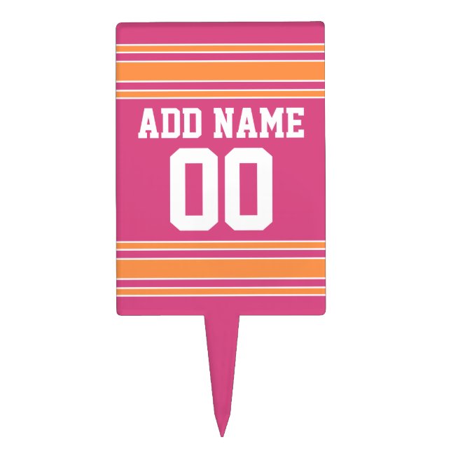 Girly Football Jersey with Custom Name Number Cake Topper (Front)