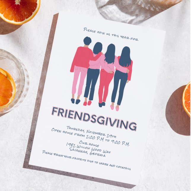 Girly Friendsgiving Thanksgiving Party Invitation (Creator Uploaded)