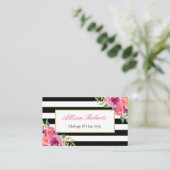 Girly Fuchsia Floral Makeup Artist Beauty Salon Business Card (Standing Front)