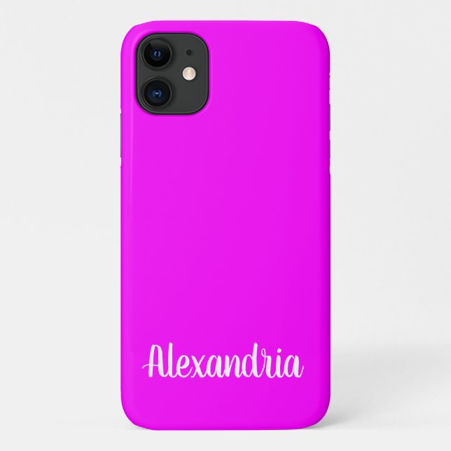 Girly FUCHSIA PINK Solid Color Case-Mate iPhone Case (Back)