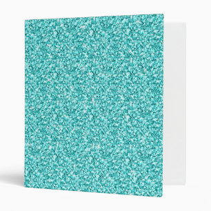 Girly, Fun Aqua Blue Glitter Printed 3 Ring Binder