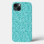 Girly, Fun Aqua Blue Glitter Printed Iphone 13 Case at Zazzle