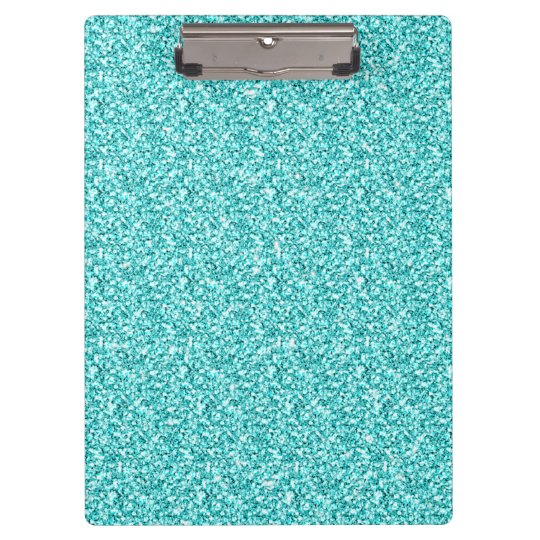 Girly, Fun Aqua Blue Glitter Printed Clipboard