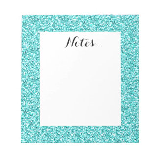 Girly, Fun Aqua Blue Glitter Printed Notepad