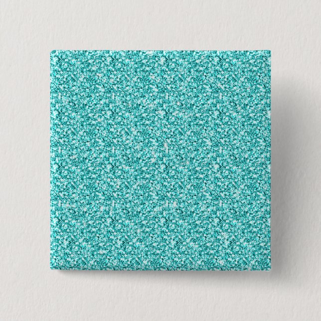Girly, Fun Aqua Blue Glitter Printed Pinback Button (Front)