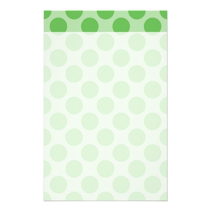 Girly Fun Cute Green Polka Dots Pattern on Green Custom Stationery