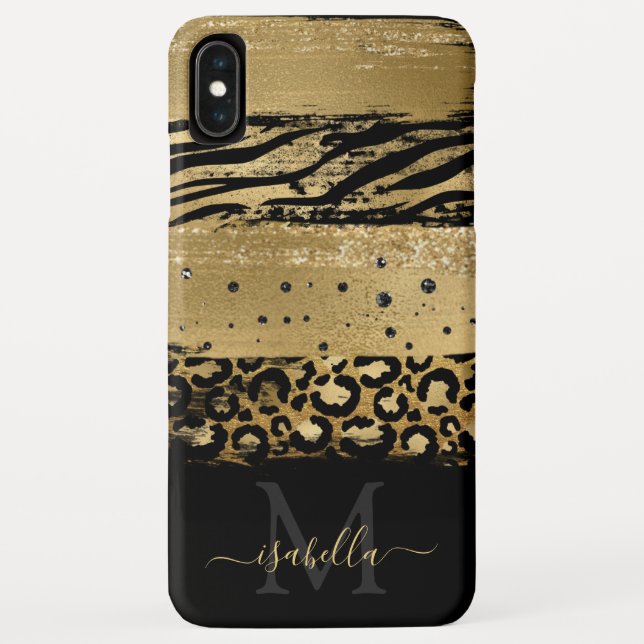 Girly Fun Modern Gold Glitter Script Monogrammed Case-Mate iPhone Case (Back)