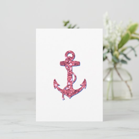 Girly, Fun, Pink Glitter Anchor Printed (Standing Front)