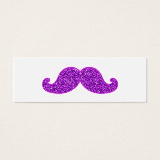 Customizable Girly fun retro mustache purple glitter business card