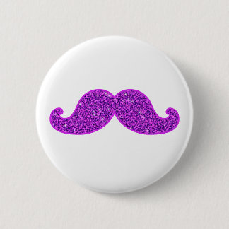 Girly fun retro mustache purple glitter button