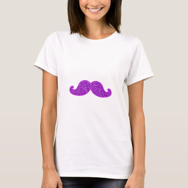 Girly fun retro mustache purple glitter T-Shirt (Front)