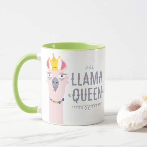 Girly Funny Llama Queen Illustration Mug