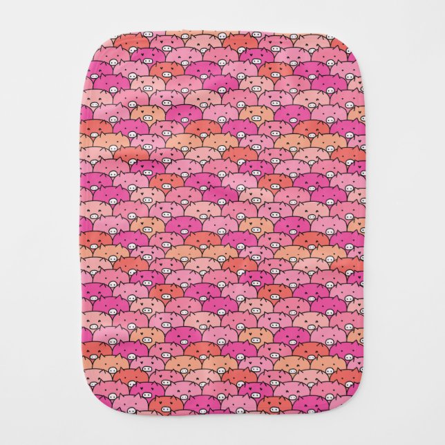 Girly Funny Pig Pattern Baby Burp Cloth (Front)