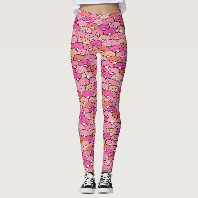 Girly Funny Pig Pattern Leggings (Front)