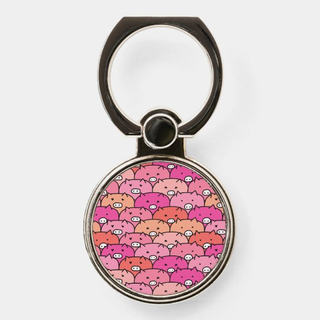 Girly Funny Pig Pattern Phone Ring Stand (Front)