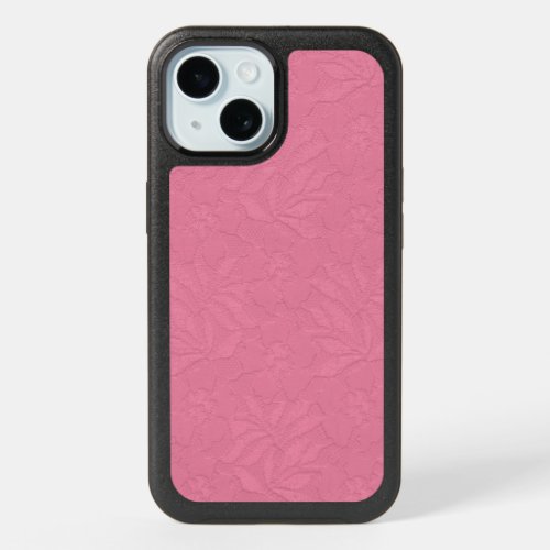 Girly fuschia pink elegant french floral lace iPhone 15 case