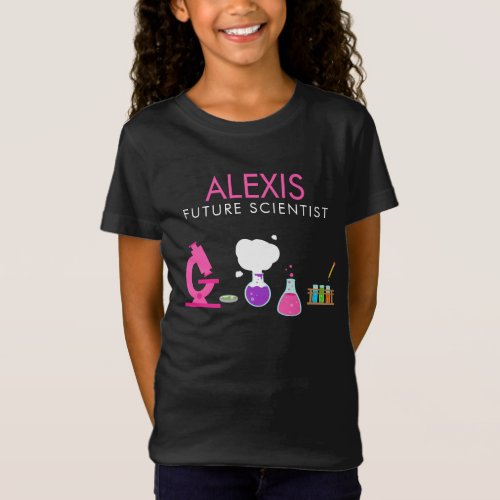 Girly Future Scientist Custom Name T_Shirt