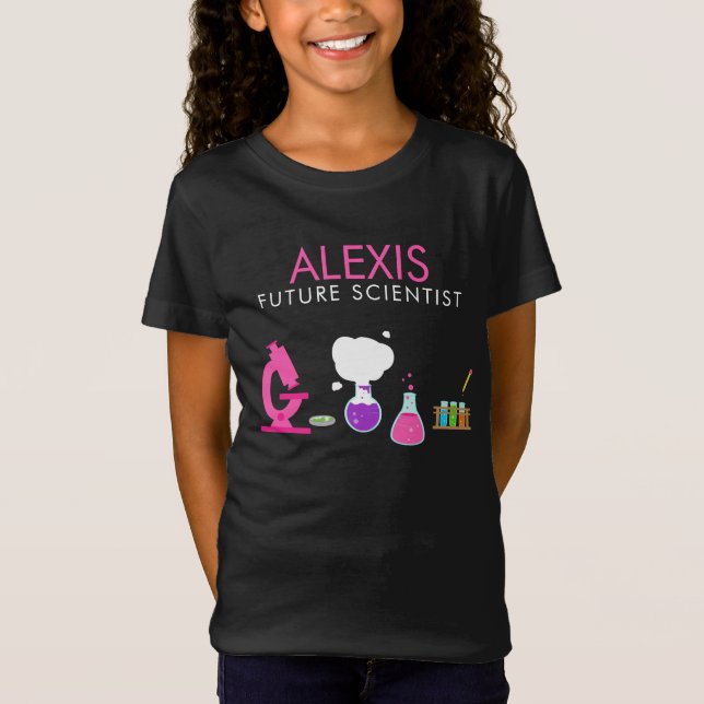 Girly Future Scientist Custom Name T-Shirt (Front)